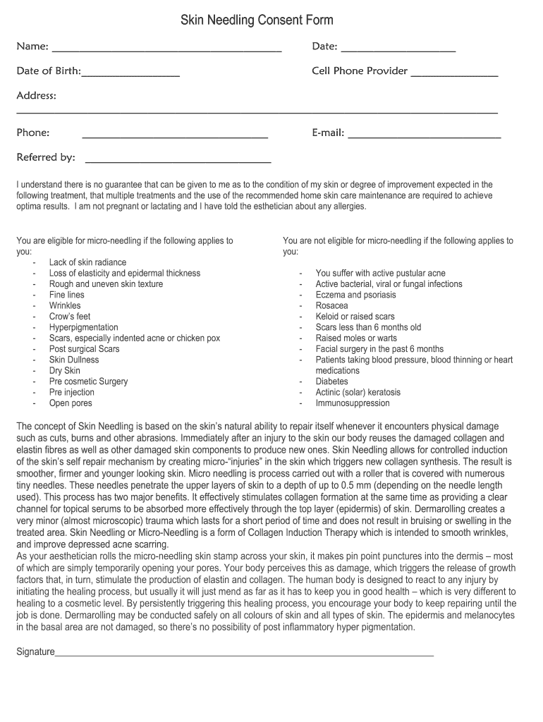 Skin Needling Consent Form