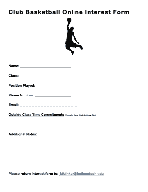 Club Basketball Interest Form Student Life Studentlife Indianatech