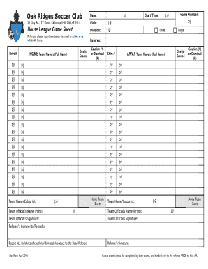 Oak Ridges Soccer  Form