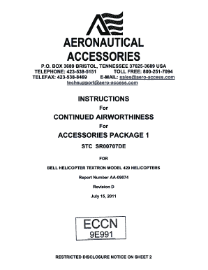BHT 429 INSTRUCTIONS for CONTINUED AIRWORTHINESS  Form