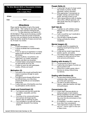 Self Assessment Questionnaire Anxiety Coaching  Form