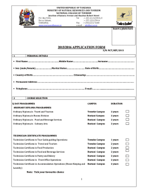 Tourism Colleges  Form