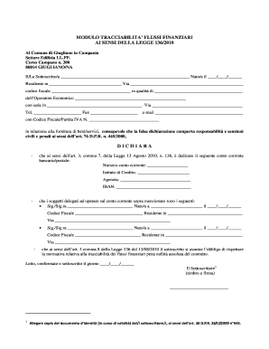 Modulo Tracciabilit Flussi Finanziari Word  Form