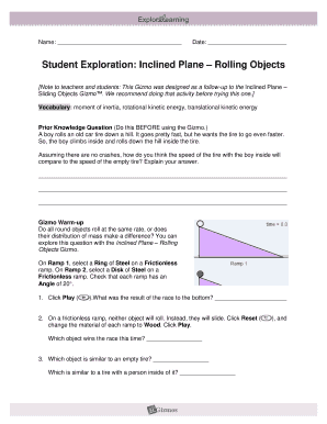 Inclined Plane Gizmo Answer Key  Form