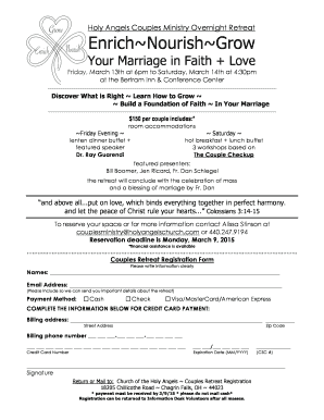 Couples Ministry Retreat Registration Form