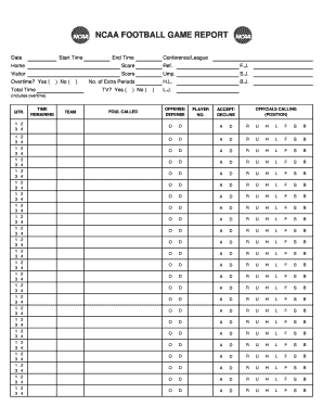 Game Report Football Example Biola University  Form