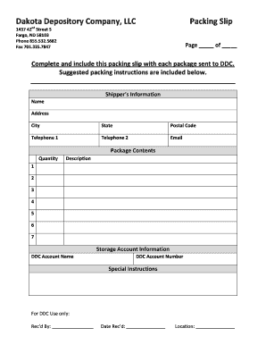 General Packing Slip and Instructionsdocx  Form