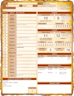 Song of Ice and Fire Character Sheet Blank  Form
