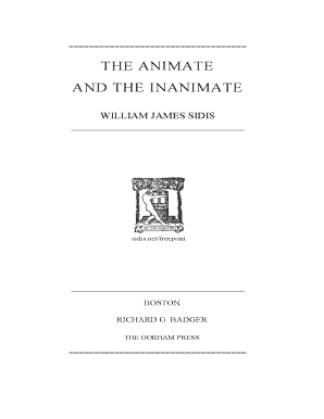 The Animate and The Inanimate - William James Sidis - Google Books