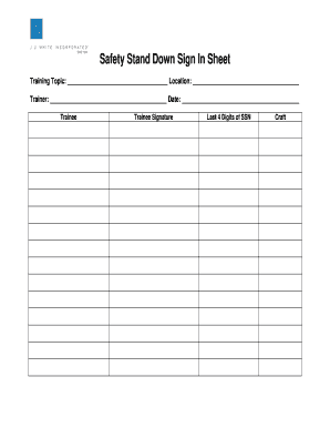 Safety Stand Down Template  Form