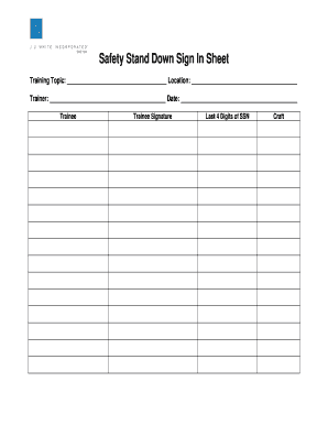 Safety Stand Down Template Form