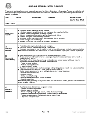Security Patrolling Checklist PDF  Form
