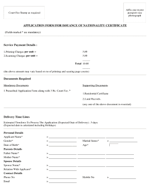 Nationality Certificate Form PDF