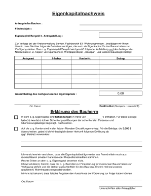 Eigenkapitalnachweis Eltern Muster  Form