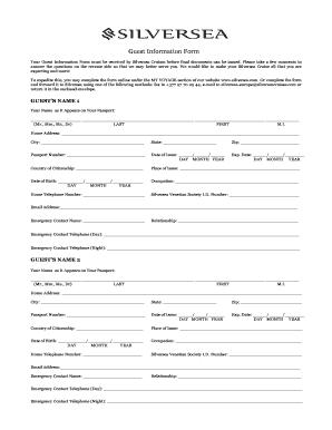 Silversea Guest Information Form