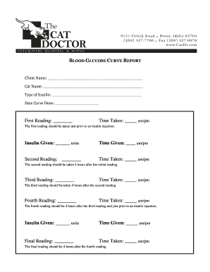 BLOOD GLUCOSE CURVE REPORT the Cat Doctor  Form