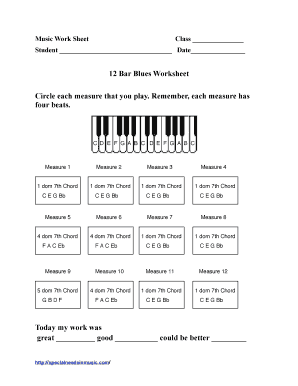 12 Bar Blues Worksheet PDF  Form