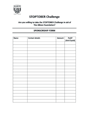 Printable Blank Sponsorship Form