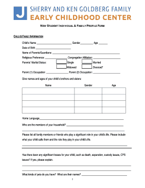 NEW STUDENT INDIVIDUAL FAMILY PROFILE FORM