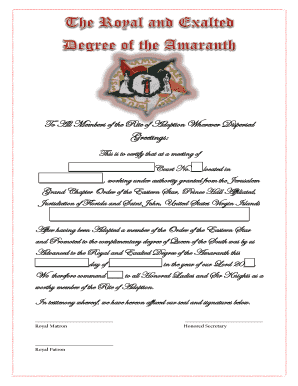 Amaranth Degree Certificate  Form