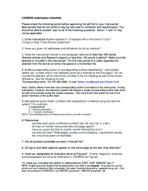 Checklist for New Submissions Carbon  Form