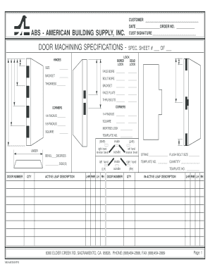 Door Specification Sheet  Form