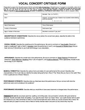 Critique Sheet  Form