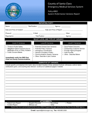 System Performance Variance Report County of Santa Clara Sccgov