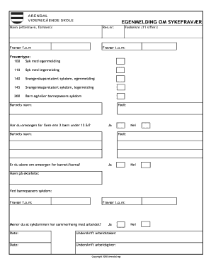 Egenmelding PDF  Form