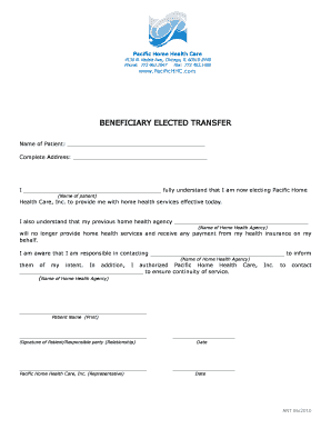 Beneficiary Elected Transfer Form