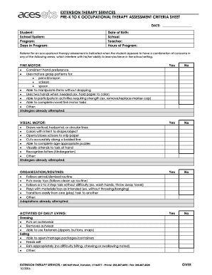 Occupational Therapy Assessment Forms PDF