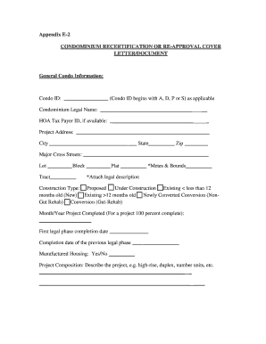 HRAP Condominium Recertification or Re Approval Cover Letter Bb  Form