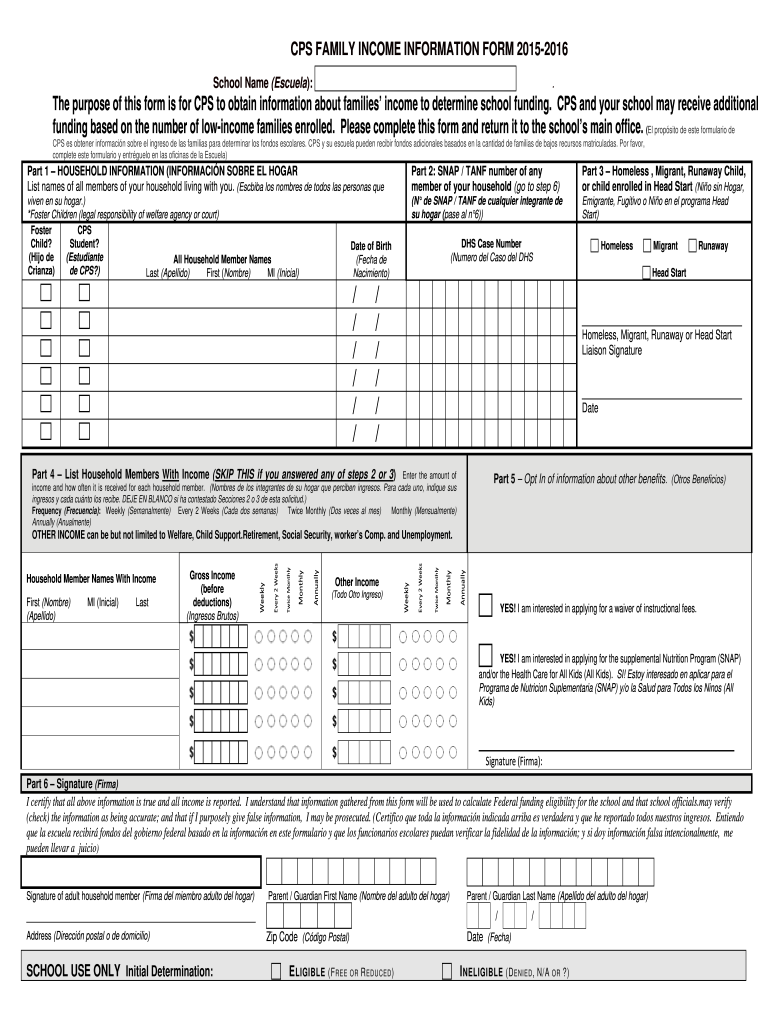  Cps Family Income Information Form 2015