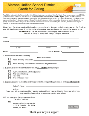 Tax Credit Form Marana Unified School District