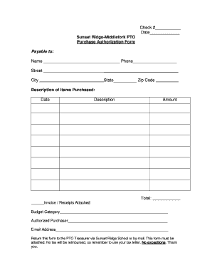 Purchase Authorization  Form