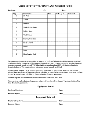 Uniform Issue Form Template Excel