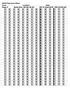 Football Play Count Sheet  Form