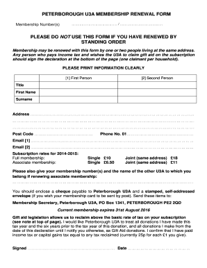 Peterborough U3a  Form