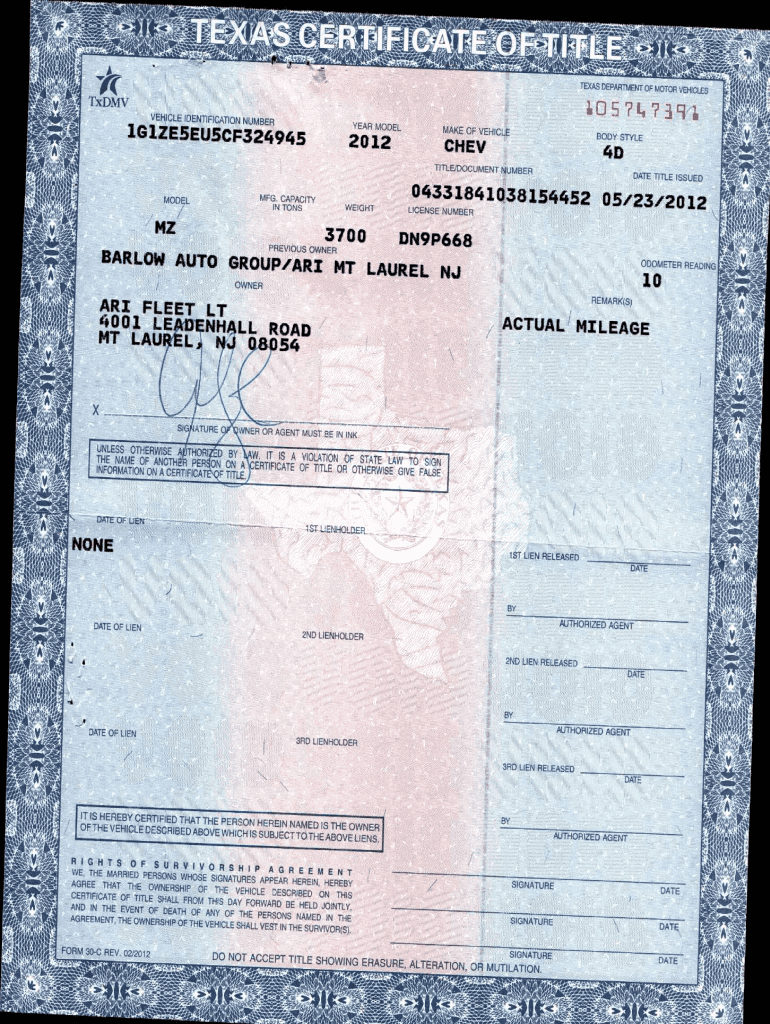 TEXAS DEPARTMENT of MOTOR VEHICLE  Form