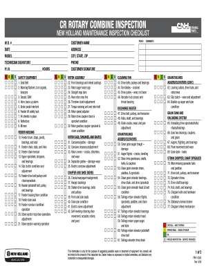 Cr Rotary Combine Inspection New Holland Newholland Co  Form