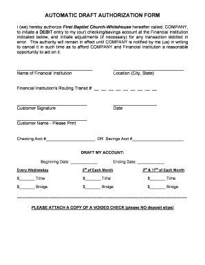 AUTOMATIC DRAFT AUTHORIZATION FORM Bfirstwbborgb