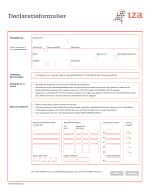 Iza Declaratieformulier