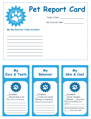 Pet Report Card PDF  Form