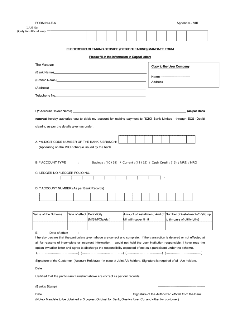 Idbi Nach Mandate Form