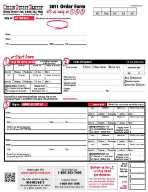 Order Form Collin Street Bakery