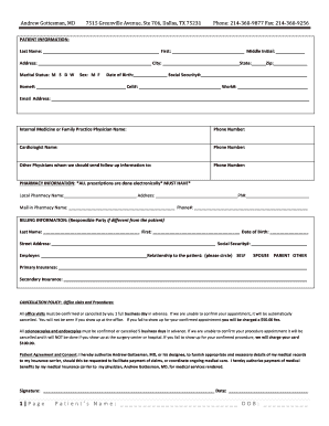 New Patient Packet Andrew Gottesman, MD  Form