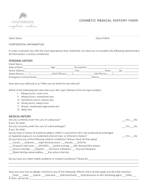  Medical History Form