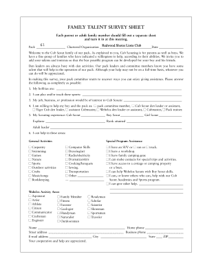 Girl Scout Parent Survey  Form