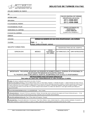 1452F62 Solicitud De Turnos V a FAX Hospital Garrahan Garrahan Gov  Form