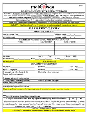 PLEASE PRINT CLEARLY MakeAWay Charities Makeawaycharities  Form